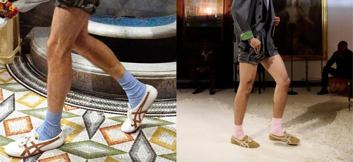 The Versace collaboration merges Japanese minimalism with Italian maximalism / Photo via Onitsuka Tiger