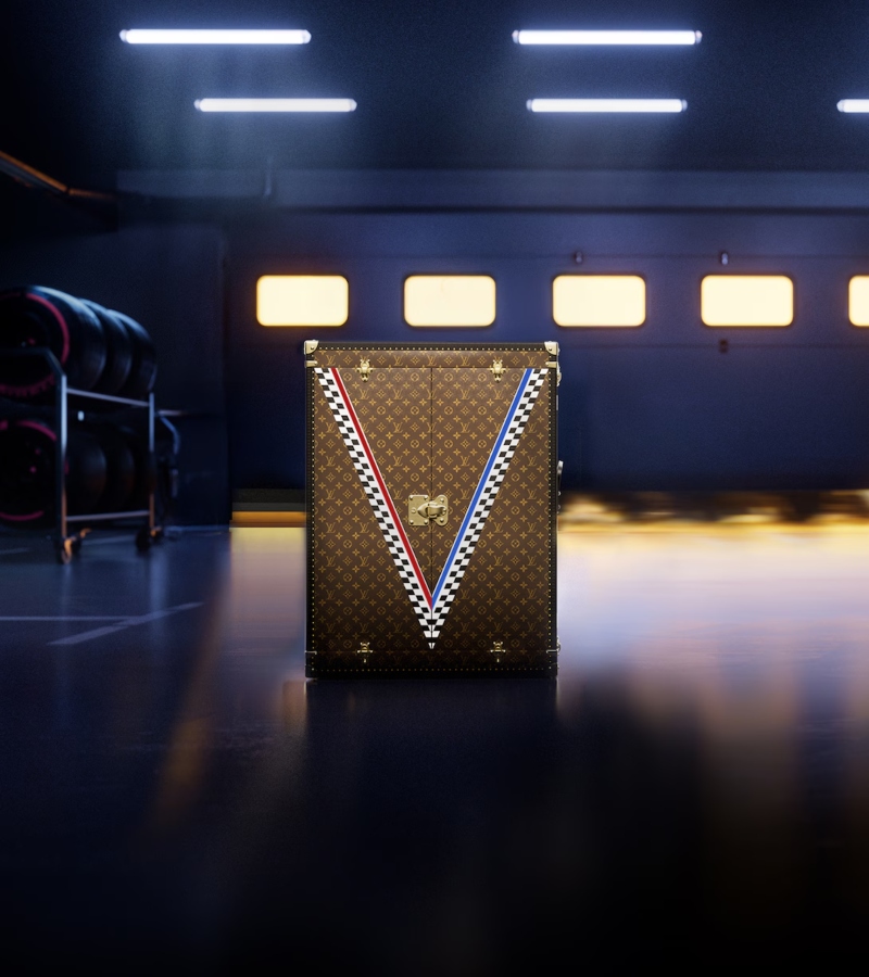 Louis Vuitton adapts each trunk to the host country or circuit vibe, ensuring each edition feels unique but unmistakably part of a series. / Photo via Louis Vuitton