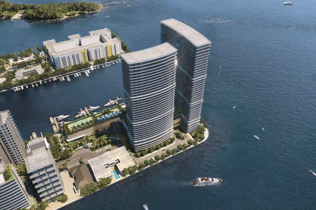 Every residence at 8000 East Drive is a celebration of space. Floor-to-ceiling glass wraps each home, offering sweeping views of Biscayne Bay, Miami Beach, and the city skyline. / Photo Arquitectonica