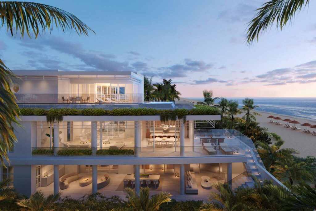 An 18-story tower by Robert A.M. Stern Architects rises as the project’s sculptural centerpiece. / Photo The Shore Club