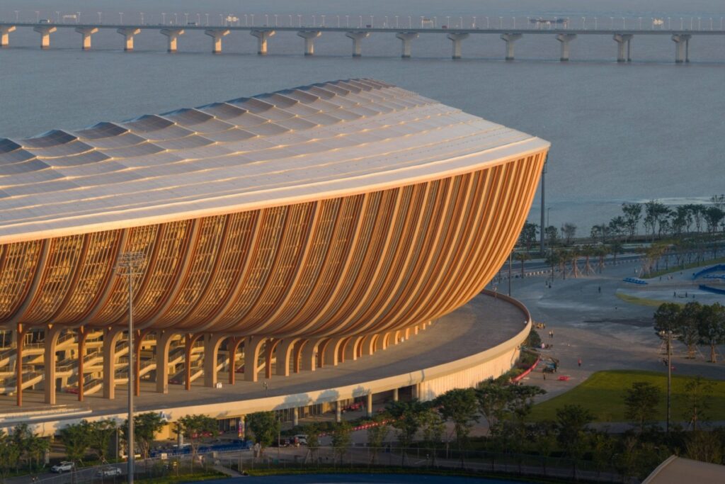 With the completion of the Greater Bay Area Sports Centre, Zaha Hadid reinforces her studio’s legacy of visionary design that fuses tradition, innovation, and sustainability. / Photo via CRLand
