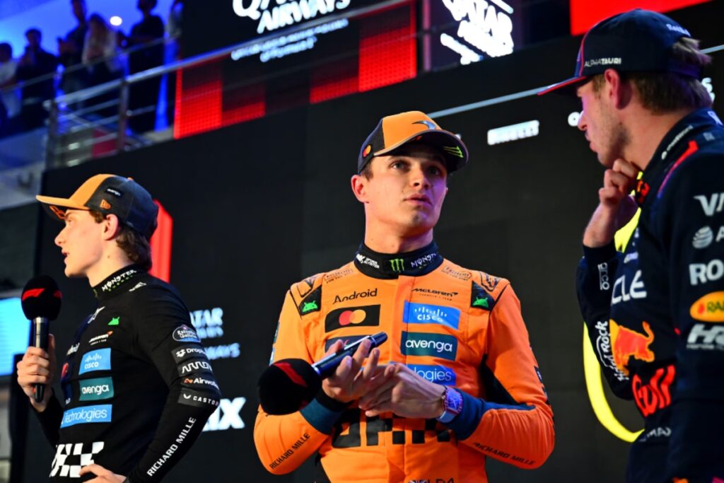 Oscar Piastri, Lando Norris and Max Verstappen/ Photo via Formula 1
