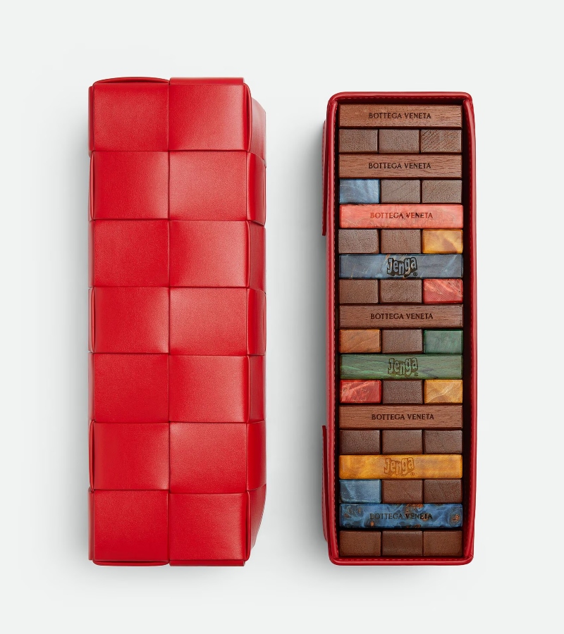 Bottega Veneta once again proves how an everyday object can be elevated into a refined statement piece, this time through an unexpected collaboration with Jenga / Photo via Bottega Veneta