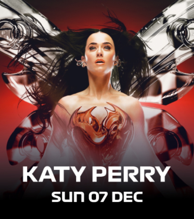 Benson Boone, Post Malone, Metallica, and Katy Perry. / Photo via F1