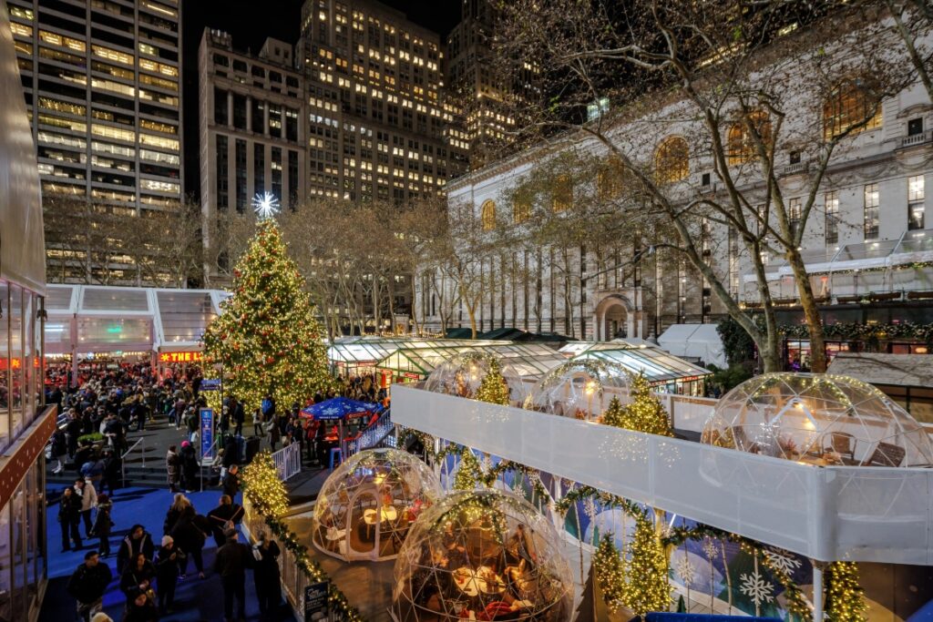 Bryant Park’s Winter Village stands out with a large open-air rink surrounded by nearly 200 curated shops. / Photo Bryant Park