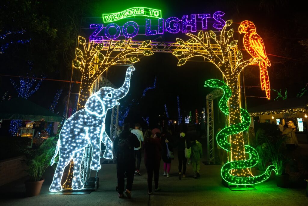 Zoo Miami transforms into a glowing wonderland during the annual Zoo Lights celebration. More than one million LED lights illuminate animal-shaped sculptures and pathways / Photo Zoo Miami