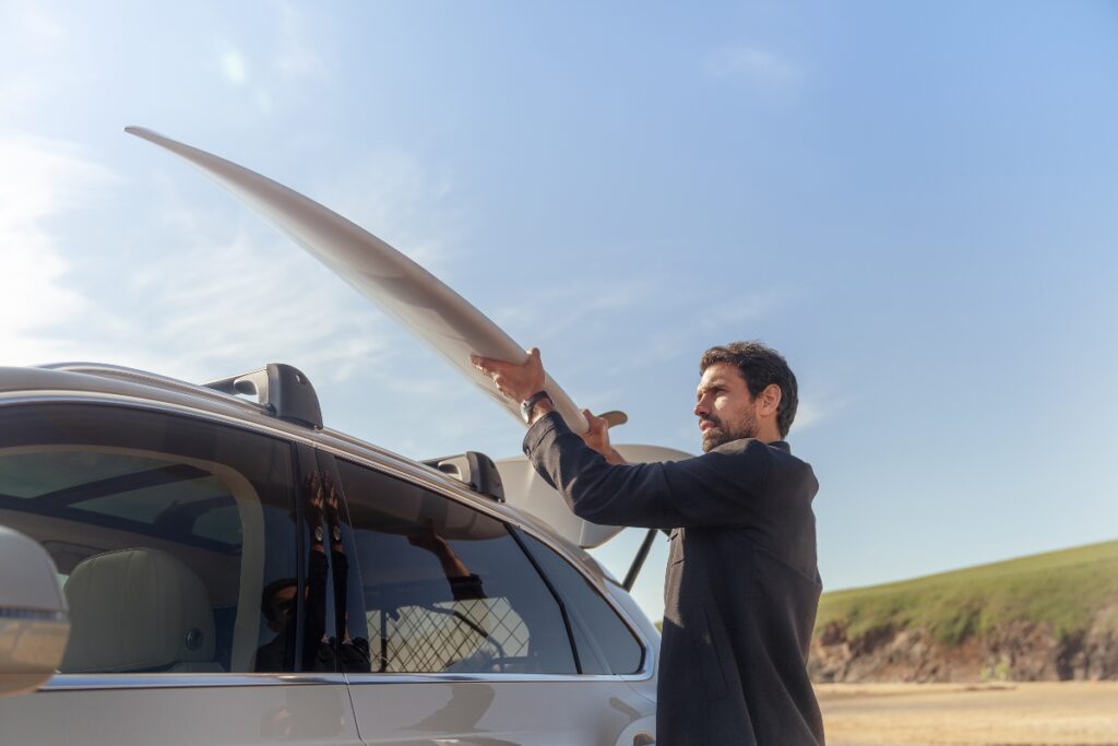 Tailored rear seat covers and seat extenders allow pets to stretch comfortably without compromising leather surfaces / Photo Bentley