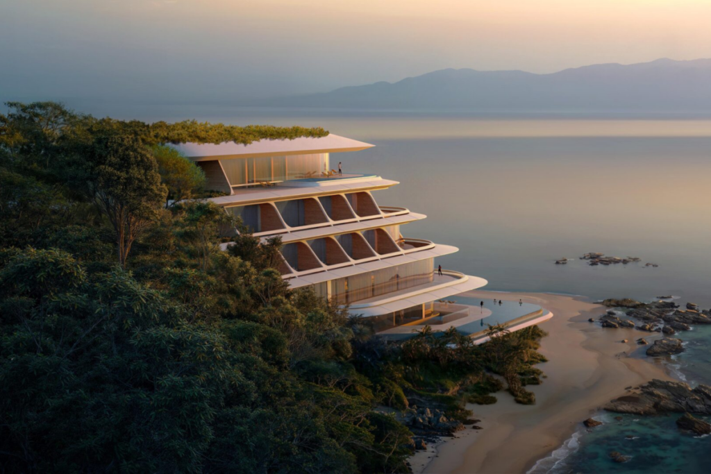 Prefabricated concrete elements feature subtle textures. Their tones are designed to reflect nearby white sand beaches / Photo Zaha Hadid Architects